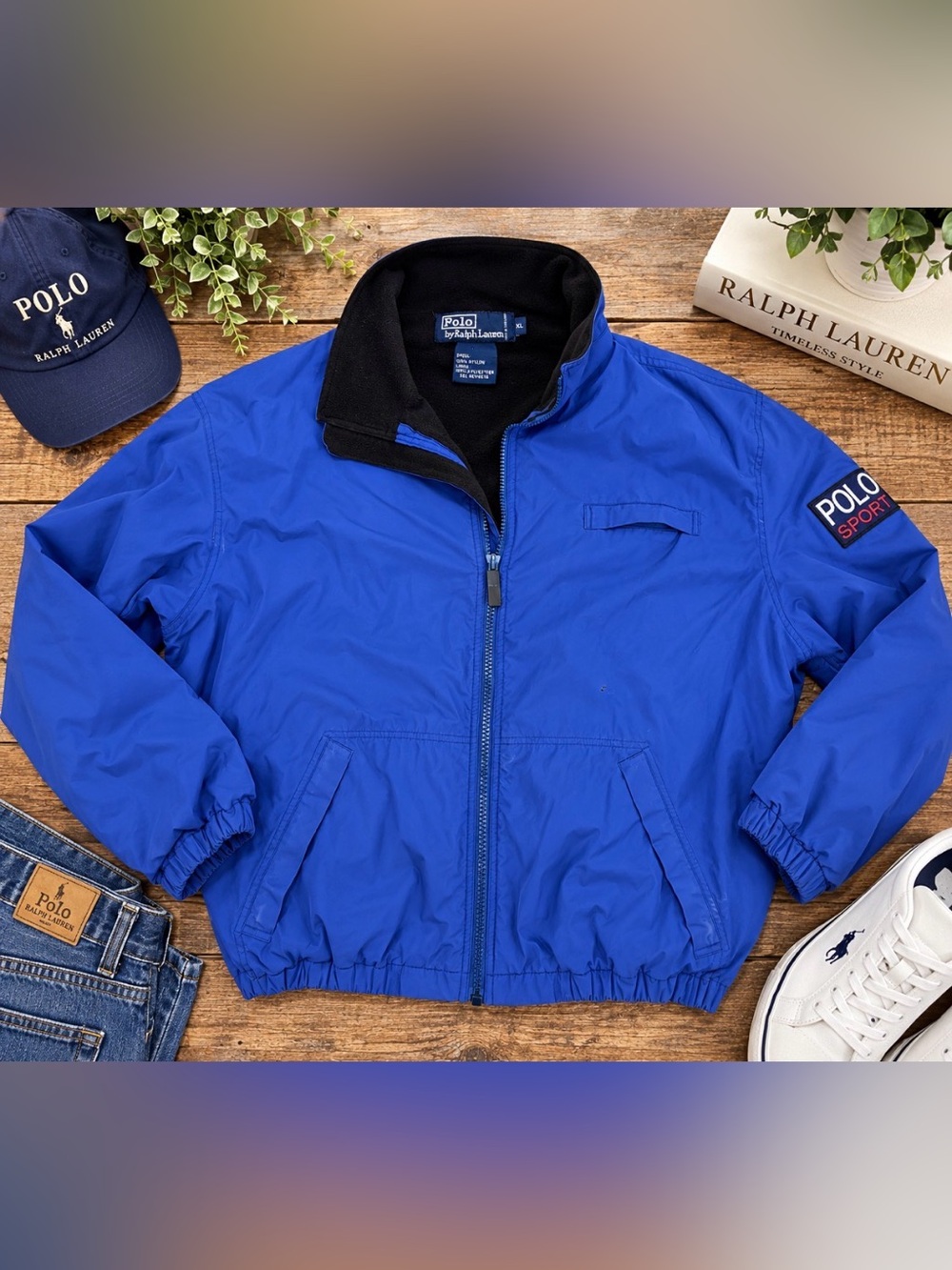 Polo Ralph Lauren Polo Sport Men’s XL Blue Nylon Fleece Lined Jacket